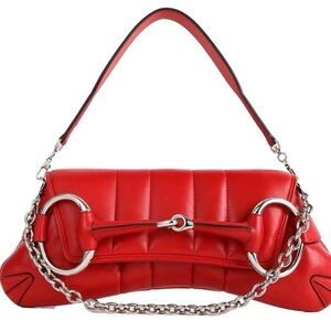 Gucci Horsebit Chain Red Leather Handbag